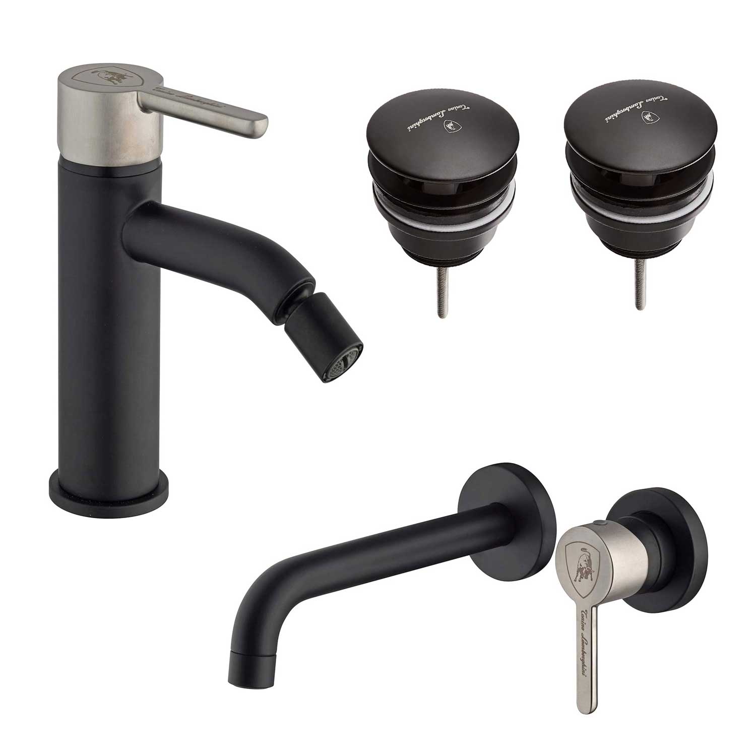 Mitigeurs Lavabo Et Bidet Muraux Avec Vidage Clic Clac Noir Tonino