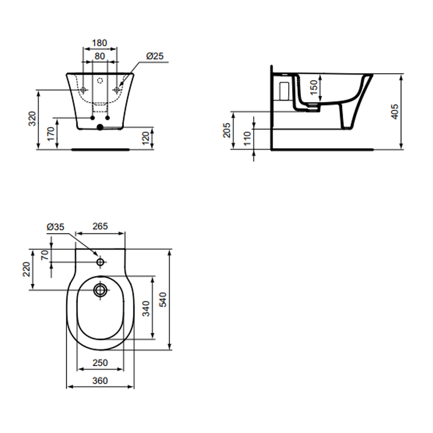 Ideal Standard Connect Air Wall Hung Bidet With Fixing Kit CeramicStore