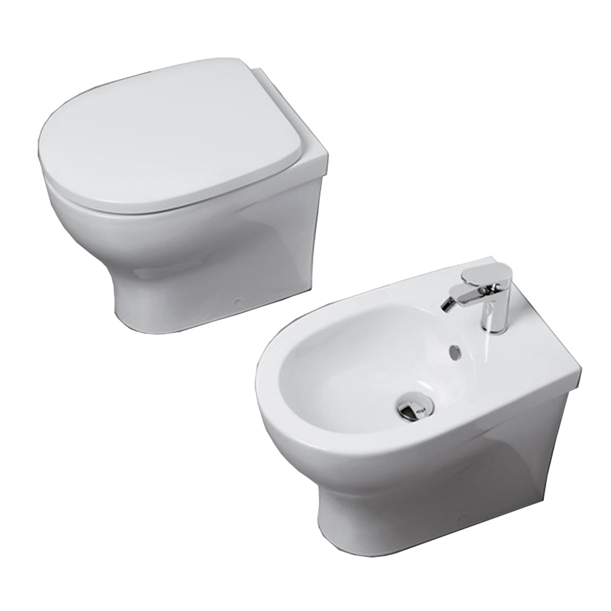 Sanitari Filo Parete Ceramica Azzurra Pratica Con Scarico Traslato