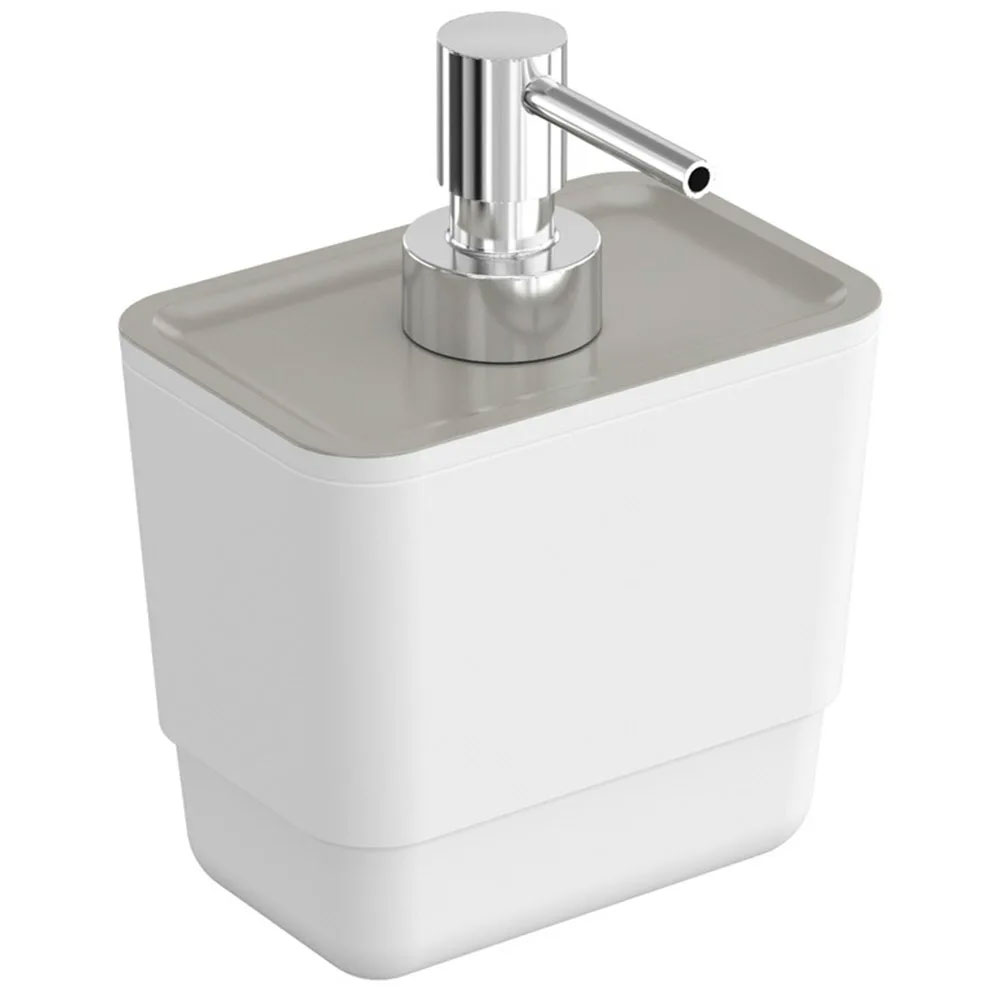 Dispenser sapone in plastica della collezione B-Smart by Cosmic - Bianco  con parte superiore grigia