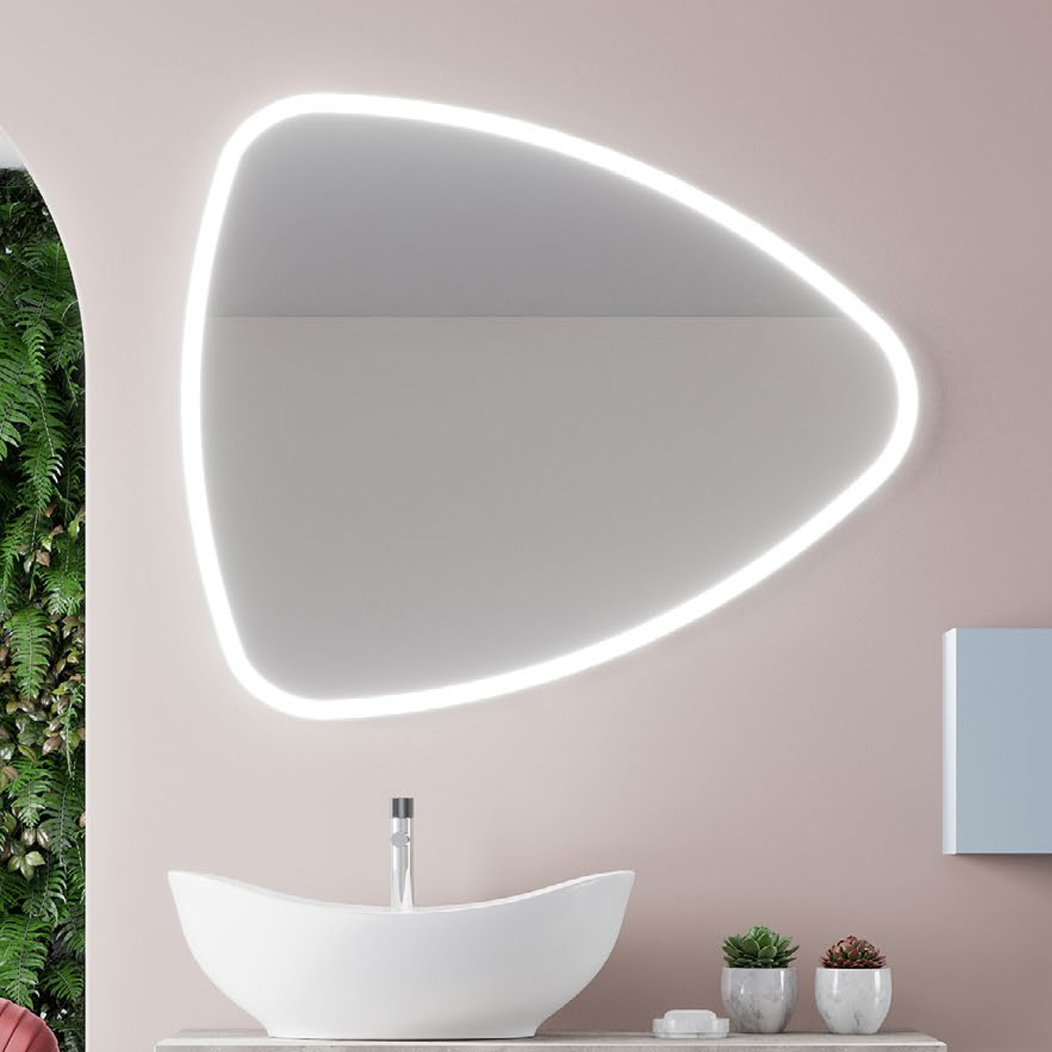 Miroir goutte d'eau réversible avec lumière LED intégrée 100x85 cm