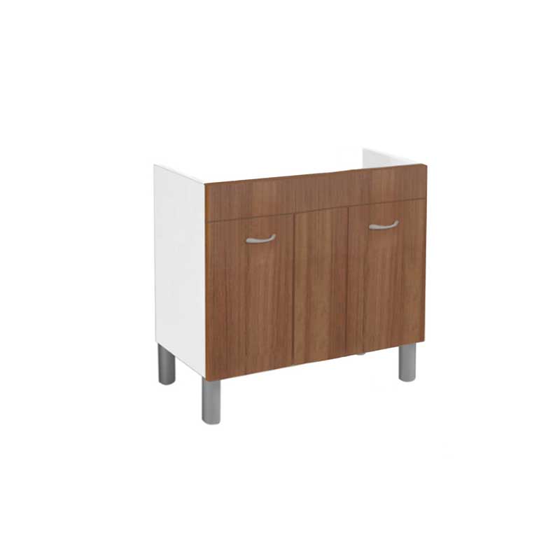 Mueble bajo fregadero de acero inoxidable 120x50 cm, color Teca