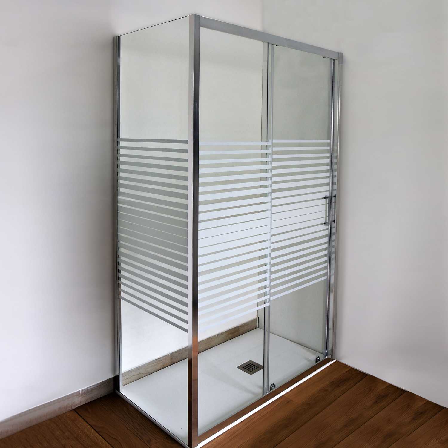 Box doccia Iconic cm 120x70 con porta scorrevole e parete fissa in cristallo temperato serigrafato 6 mm