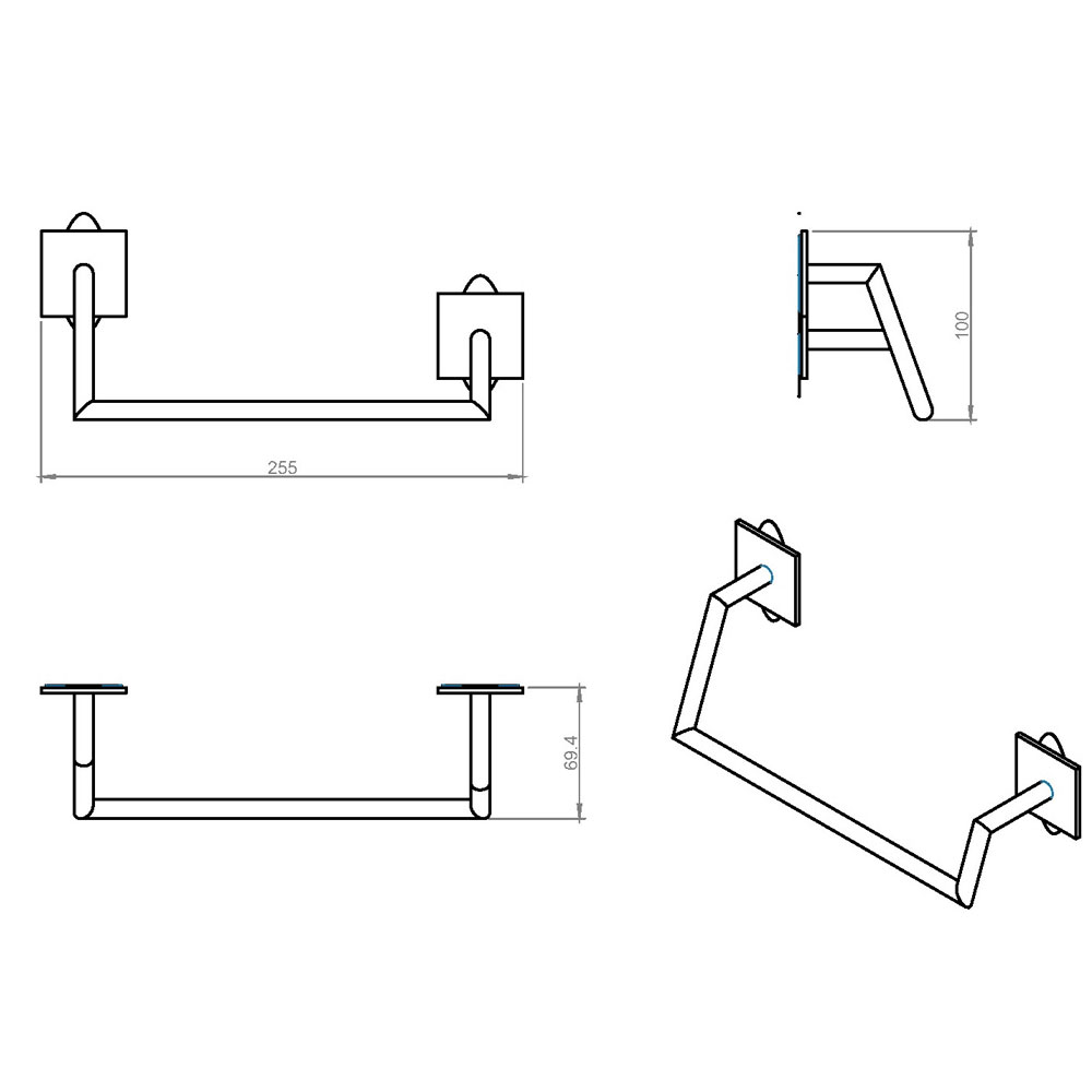 Painted brass towel holder from the 'Stick' collection by Cosmic cm