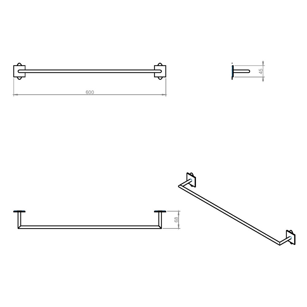 Painted brass towel holder from the 'Stick' collection by Cosmic cm