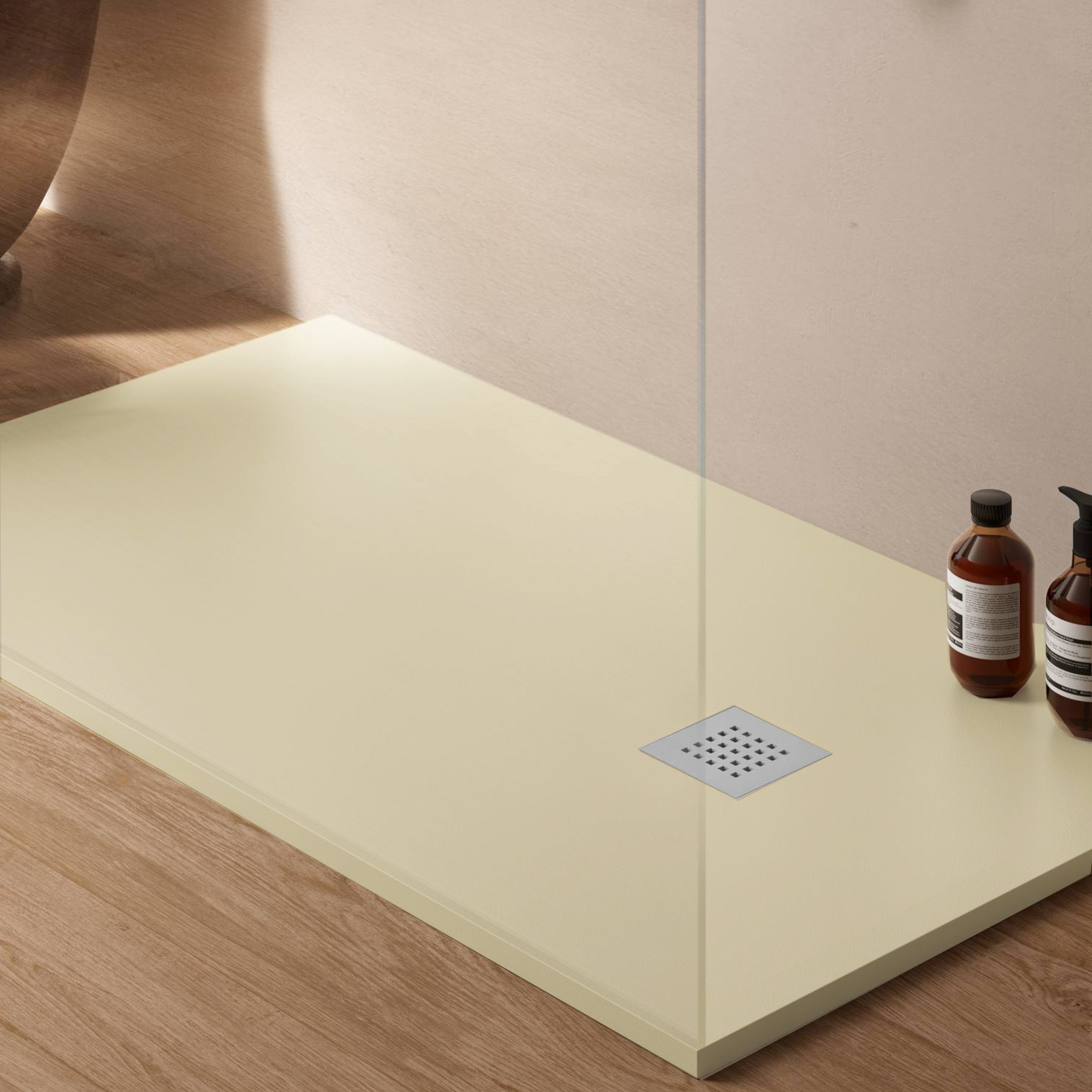 High pressure ceramic shower tray with smooth effect 100x70 Petra Ivory color H3