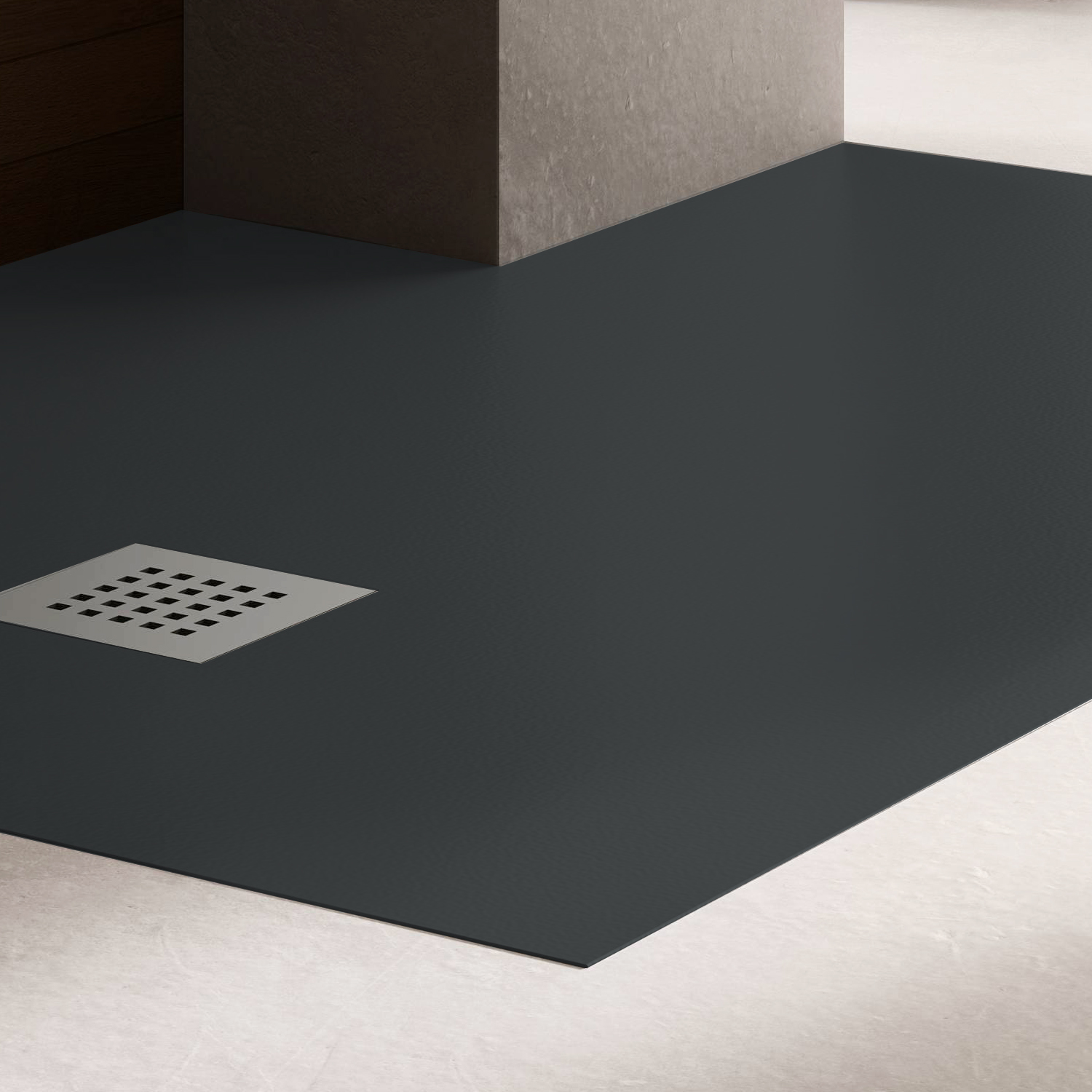 High pressure ceramic shower tray with smooth effect 100x80 Petra Black