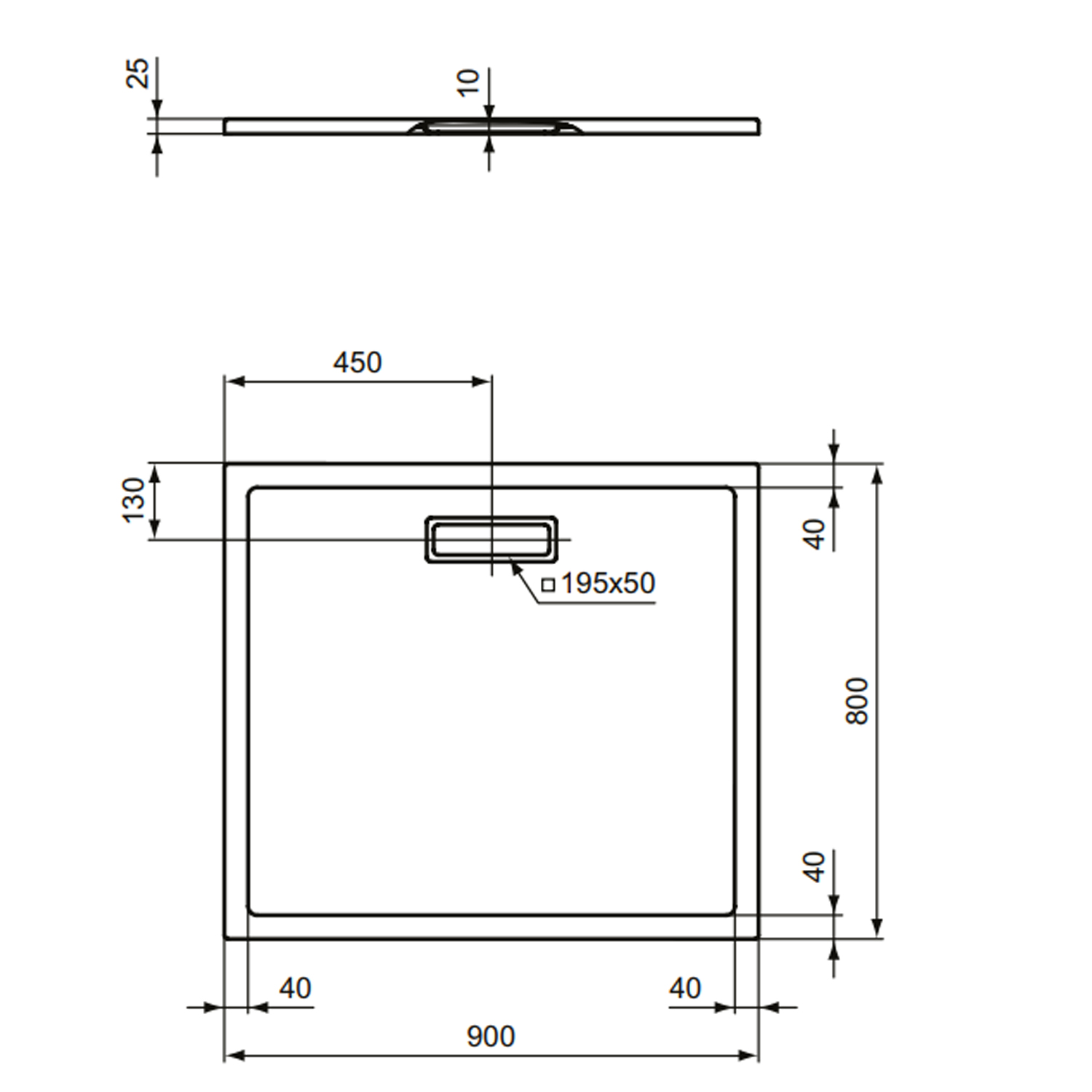 Receveur de douche Ultra Flat New 90x80 CeramicStore