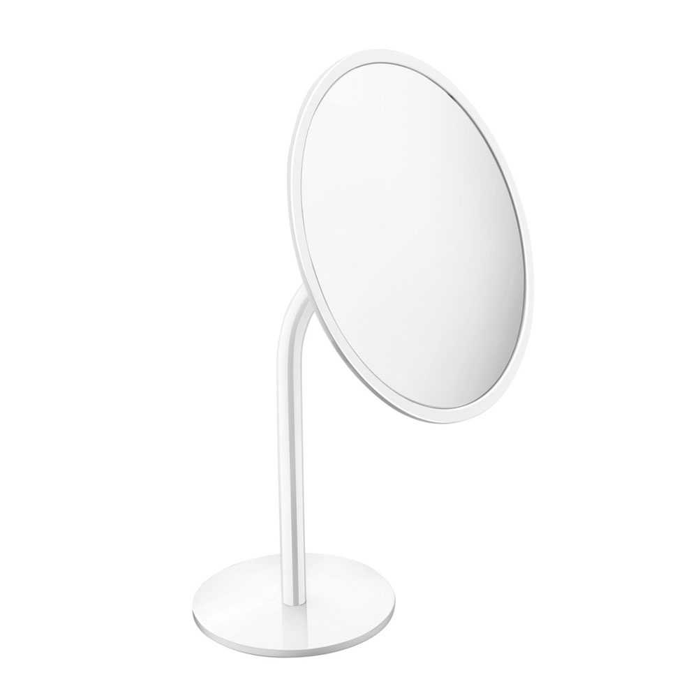 Specchio ingranditore da appoggio in ottone e plastica della collezione  'Black & White' by Cosmic - Bianco