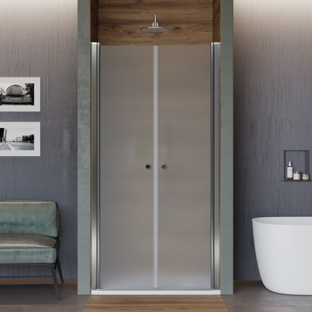Porta doccia per nicchia da 70 cm apertura saloon in cristallo opaco da 6 mm