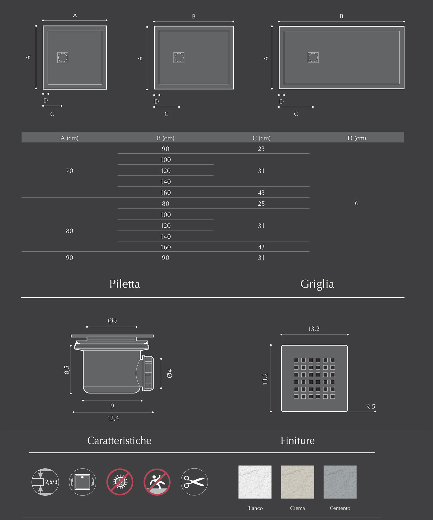 Flushtofloor shower tray 70x100 white in red Emoji stone effect resin
