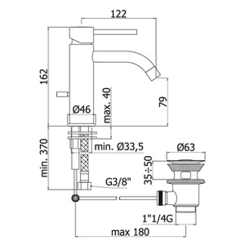 Paffoni Light basin mixer with drain, bidet with drain and shower with ...