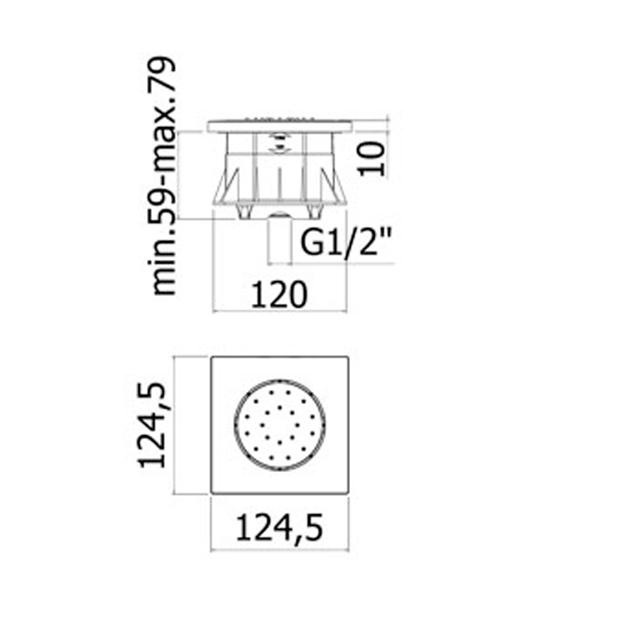 Paffoni square shower head in chromed ABS