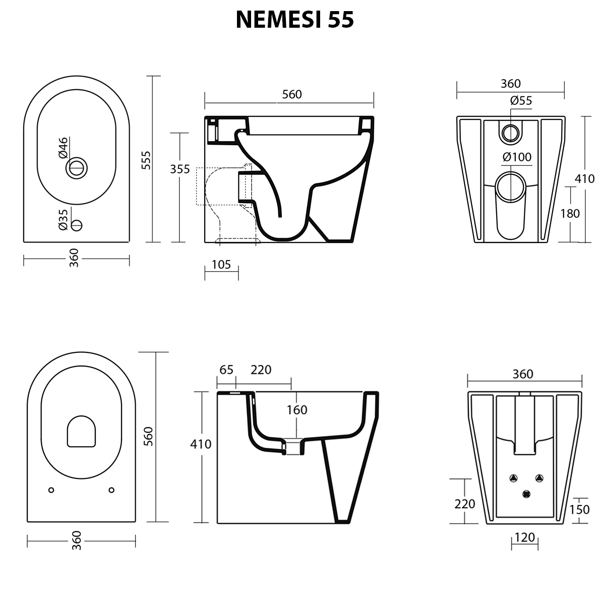 Misure Vaso E Bidet.Sanitari Filomuro Design Moderno Vaso Bidet Sedile Soft Close Nemesi