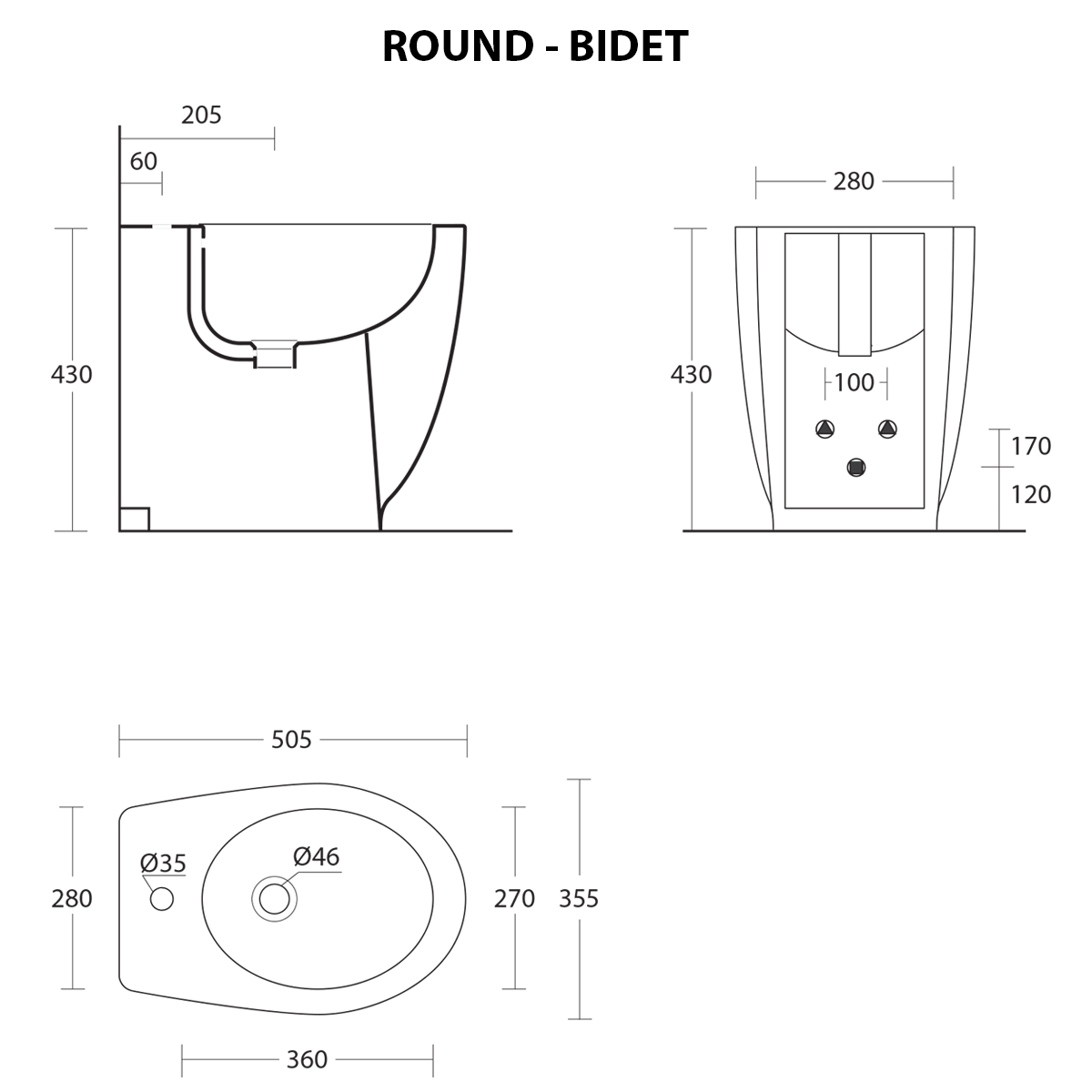 Misure Vaso E Bidet.Sanitari Filomuro In Ceramica Design Moderno Vaso Bidet Sedile Soft Close Round 51