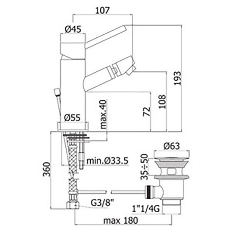 Paffoni Birillo Bidet Mixer With Drain