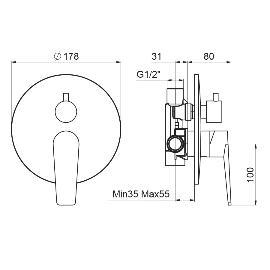 Set of tall washbasin mixers, bidet and shower with 2way diverter