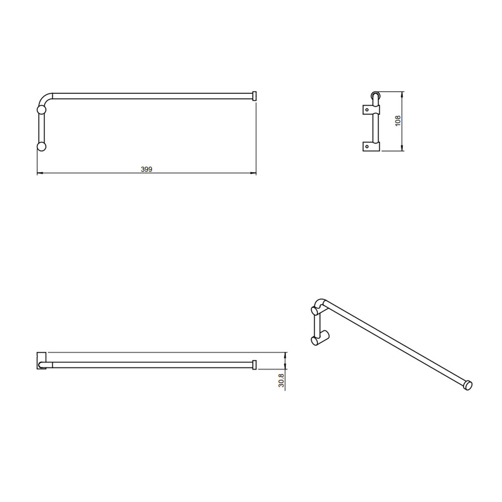 Suspended swivel towel rack in brushed stainless steel from the 'Logic