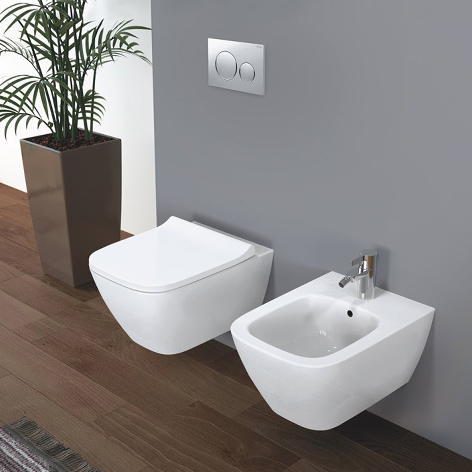 Suspended sanitary ware without rim with traditional seat Smyle Geberit  model 54x35 cm