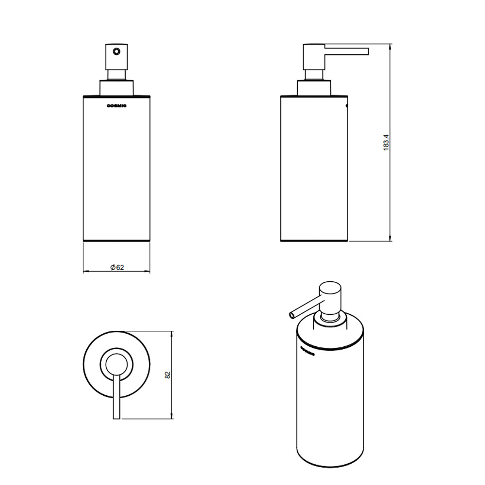 Countertop soap dispenser in chromed brass from the 'Architect