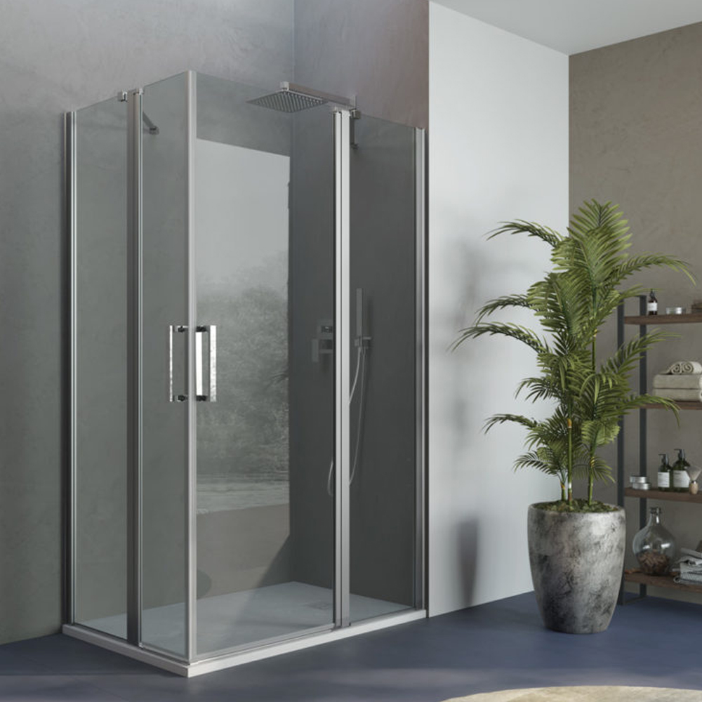 Porta doccia 2 ante battenti reversibile da 75 cm modello Dioniso in  cristallo trasparente 6 mm
