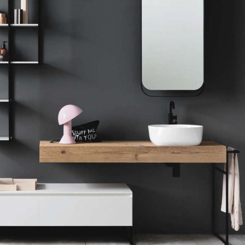Meuble de salle de bain finition chêne brut 100 cm avec vasque à psoer