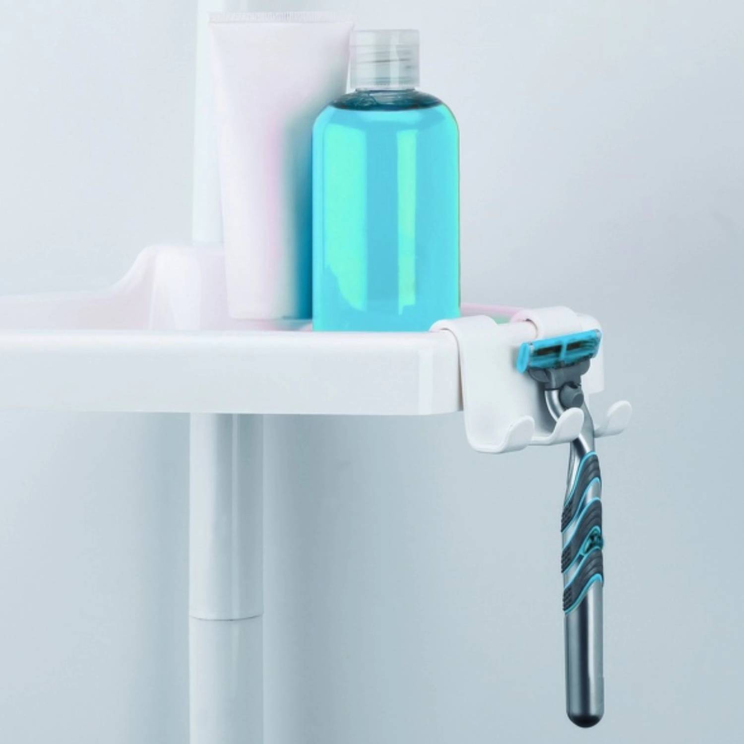 Corner shower shelf 4 shelves in white plastic CeramicStore