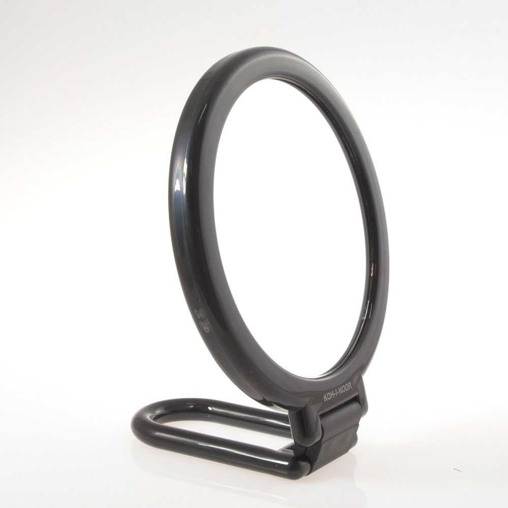 Specchio ingranditore con manico pieghevole linea 'Toeletta' bifacciale cm  ø 14 - Ingrandimento X3 - Nero