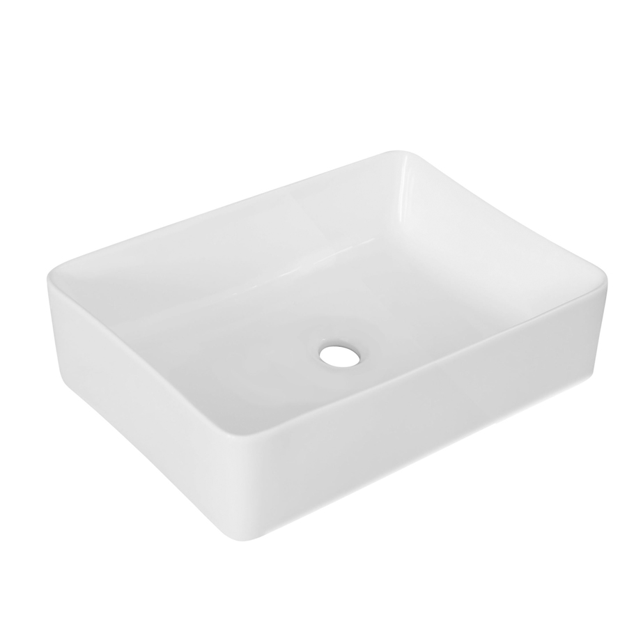 Linpha Sanitary rectangular countertop washbasin in white ceramic ...