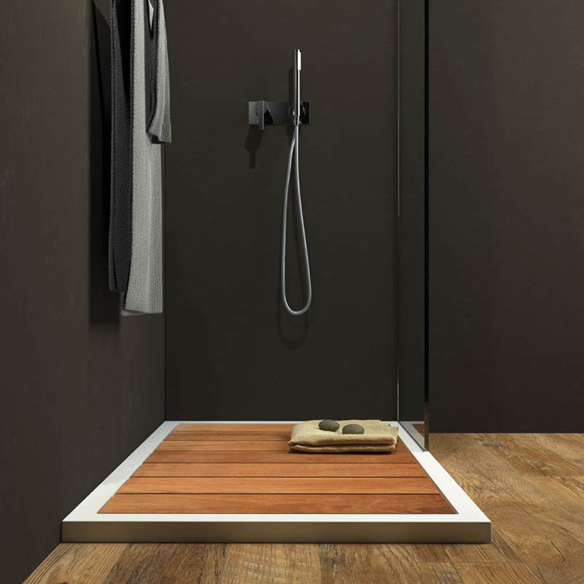 Luxolid shower tray with wooden slats GADO model 80 x120 h 4 cm by