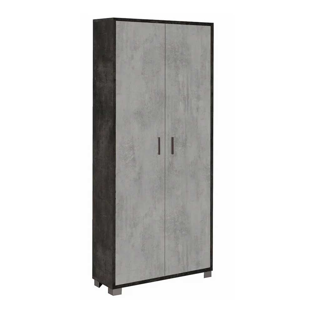 Wardrobe with 2 doors and 8 shelves Black Oxide / Cement by Sarmog