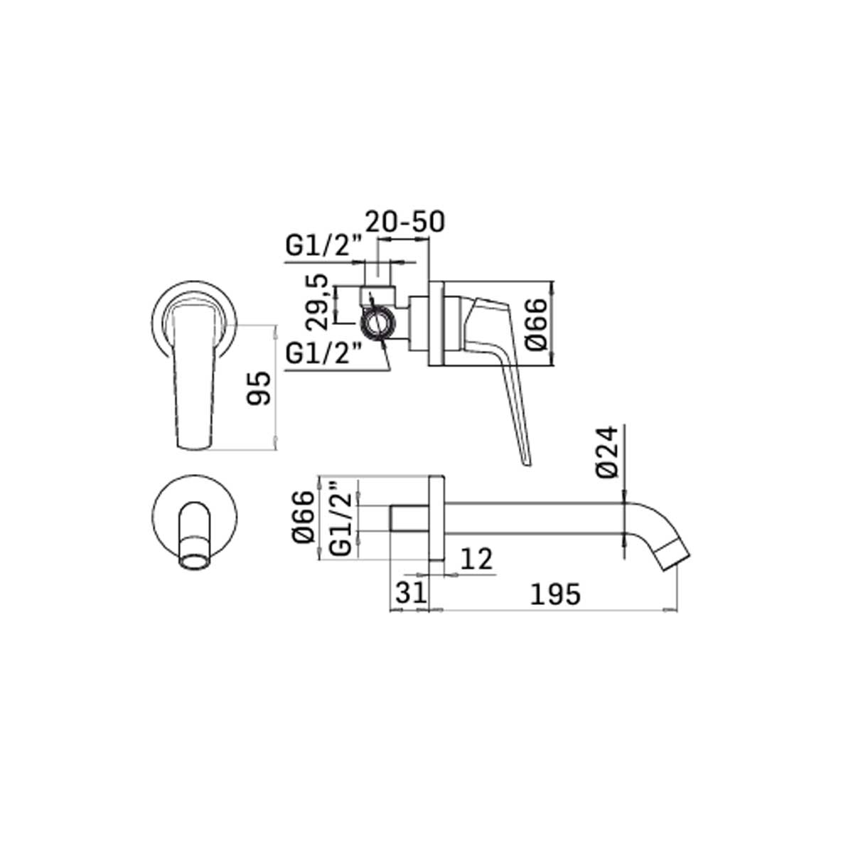 Spartaco wall-mounted single-lever basin mixer by Mamoli Rubinetterie ...