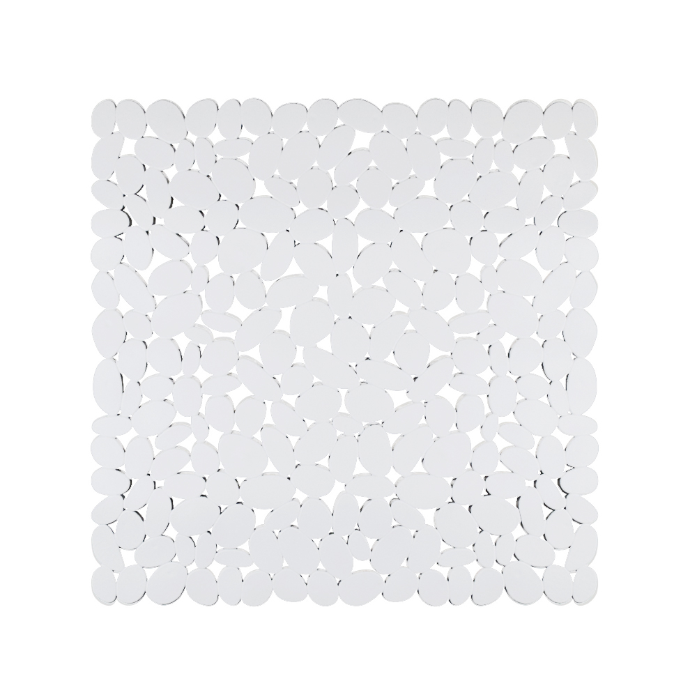 Tappeto antiscivolo per doccia modello sassolini in PVC bianco cm 52x52