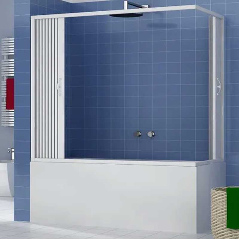 Mampara de ducha plegable de esquina de PVC - 2 puertas con apertura central
