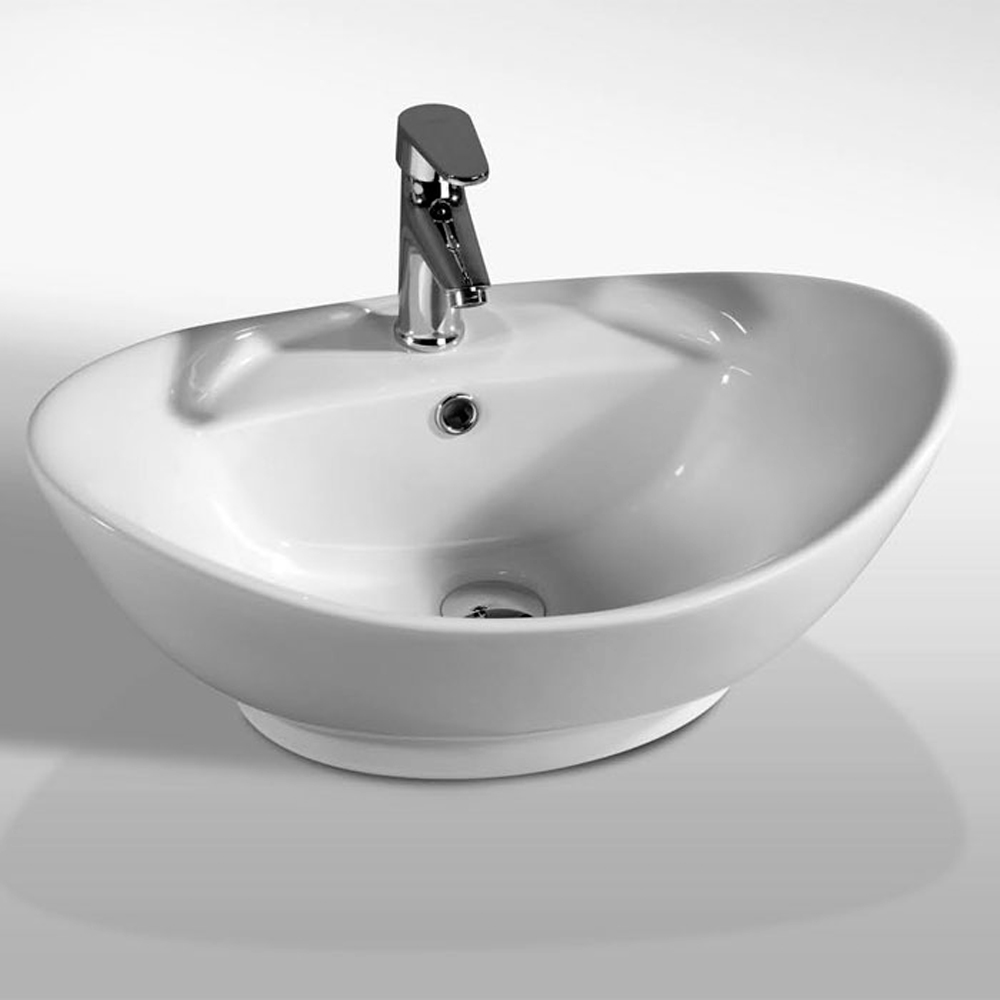 Lavabo d'appoggio di Nero Ceramica bianco opaco cm 59x42h.15 cm