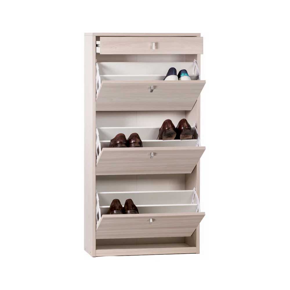 Elegant shoe rack with 3 doors + 1 drawer depth 29 light elm by Sarmog
