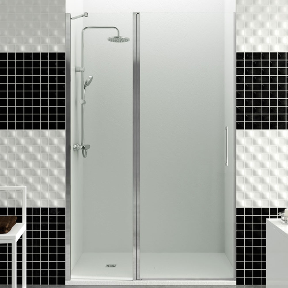 Box doccia porta battente 90 cm per nicchia 195h cm in cristallo  trasparente anticalcare