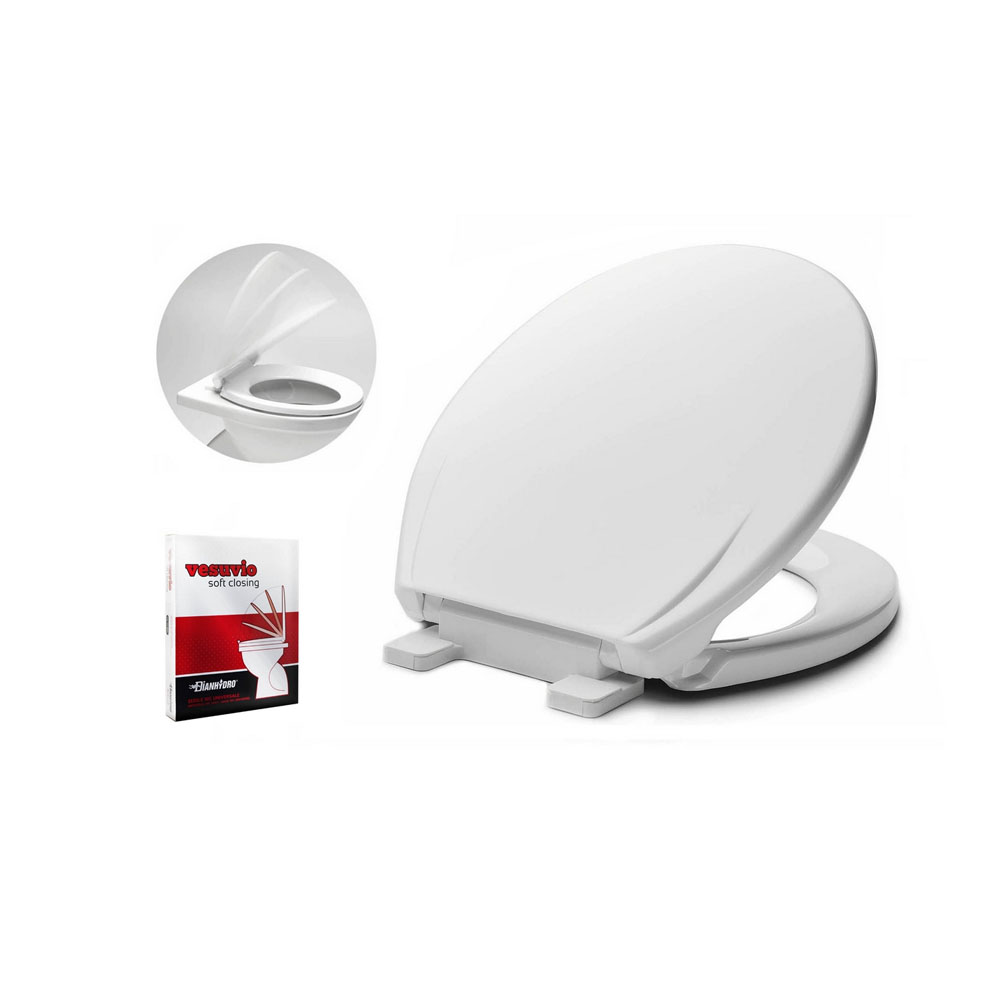 Vesuvio universal white soft closing toilet seat in thermoplastic resins