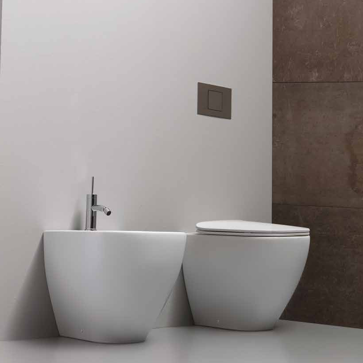 Flush-to-wall Santari Forever 55 series in white ceramic with soft-close  toilet seat - Ceramic Design