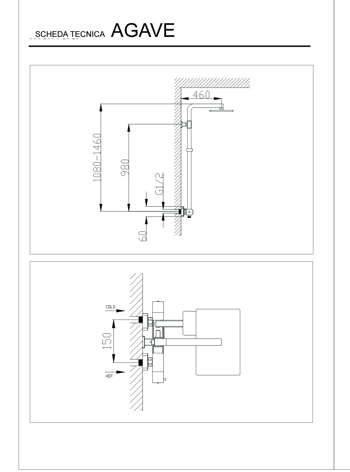 Scheda Tecnica Colonna Doccia.Colonna Doccia Termostatica Con Soffione 30x30 Ceramicstore