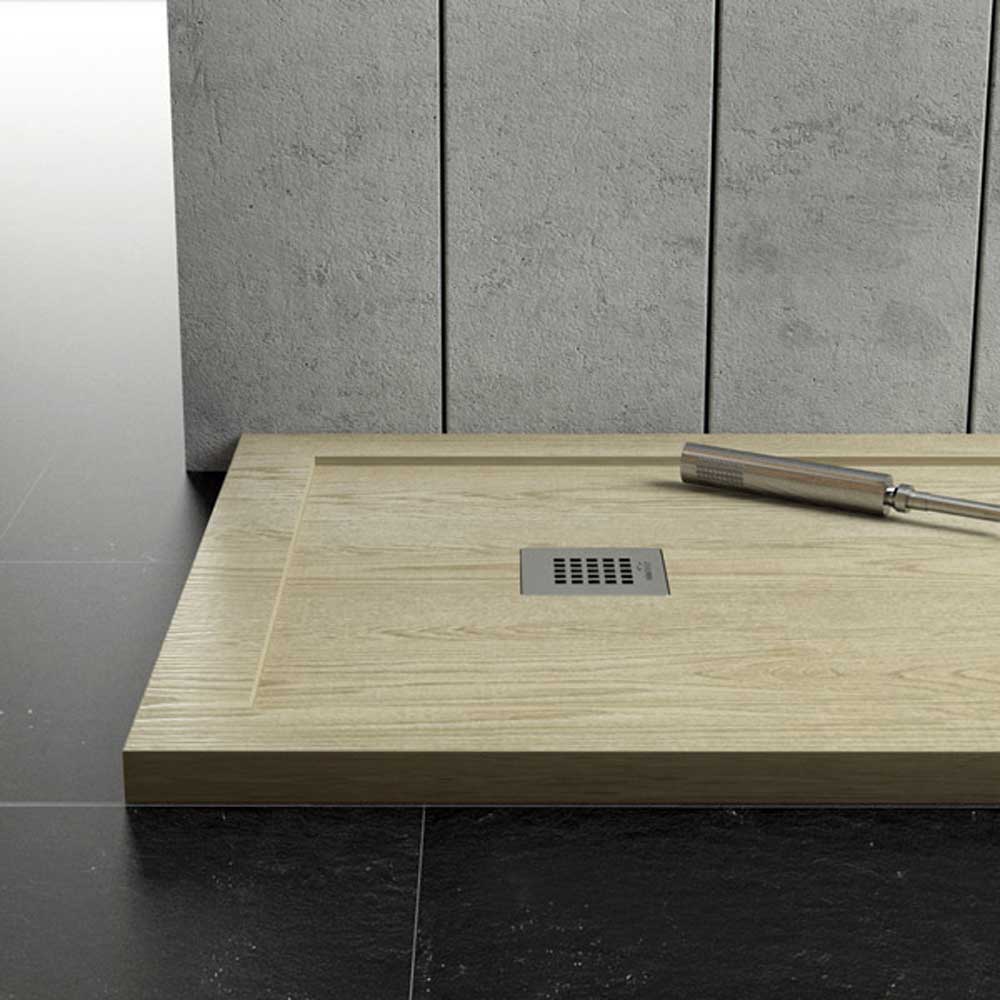 Shower tray 90X130 wood effect made of Relax Design Rocky resin marble