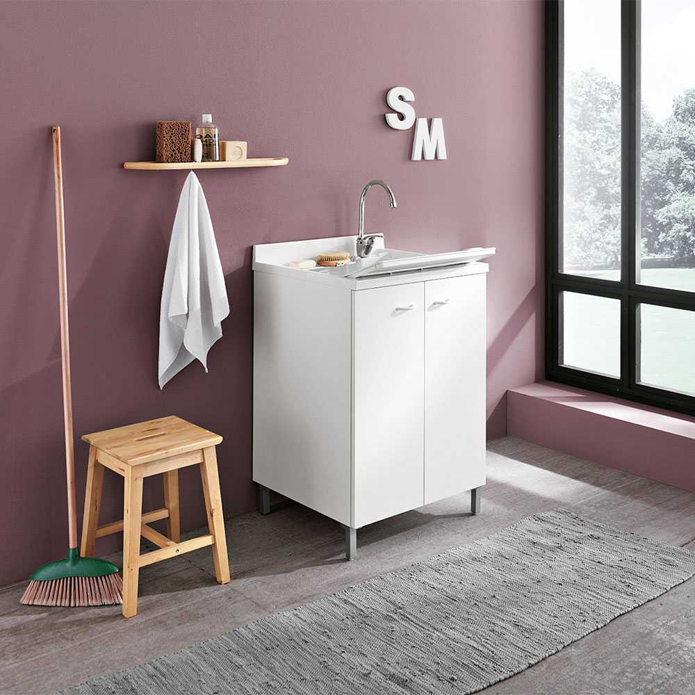 Mobile Con Lavabo Per Lavanderia.Lavatoio Lavapanni 60x60 Bianco Con Asse Lavapanni Per Lavanderia Ceramicstore